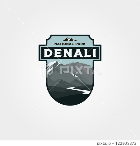 denali national park logo print vector symbol illustration design, vintage patch 122935872