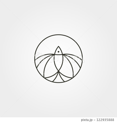 minimal fish logo line art vector illustration design, circle fish logo minimal fish logo line art vector illustration design, circle fish logo 122935888