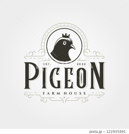 vector of pigeon logo vintage illustration design, dove logo design 122935891