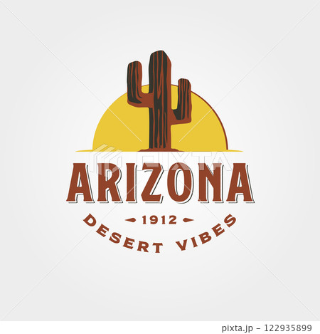 arizona sunset logo vintage typography vector symbol illustration design 122935899
