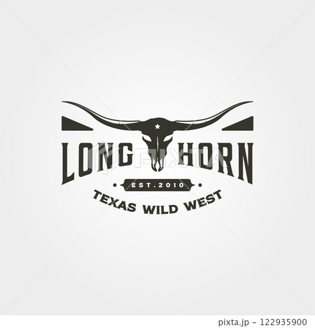 texas long horn farm logo vintage vector symbol illustration design, buffalo bull longhorn logo 122935900