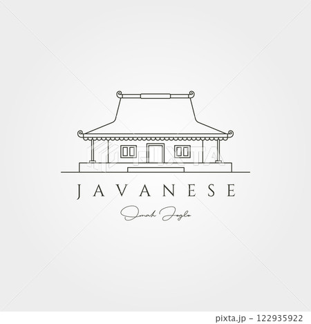 omah joglo traditional javanese house line art logo vector symbol illustration design 122935922