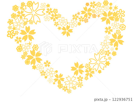 桜ハートフレーム素材 桜ハートフレーム素材 122936751