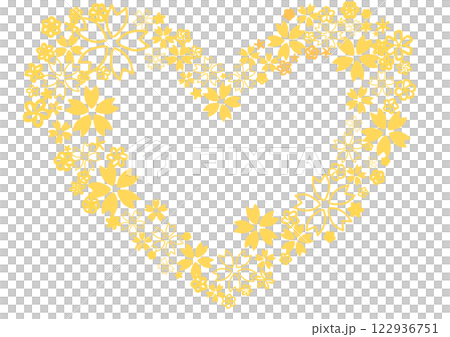 桜ハートフレーム素材 桜ハートフレーム素材 122936751