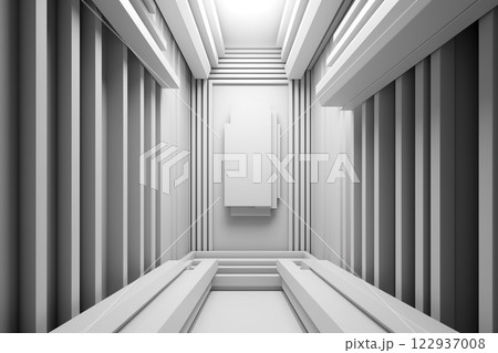 Abstract minimalistic white futuristic corridor background. Ai generated 122937008