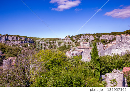 medieval village of Balazuc, Ardeche, France 122937563
