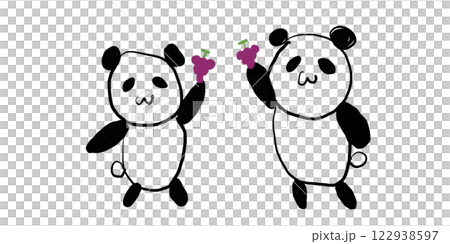かわいいパンダのゆるキャラアート（ブドウ狩り） 122938597