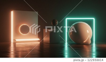 光輝くネオンの数字 122938814