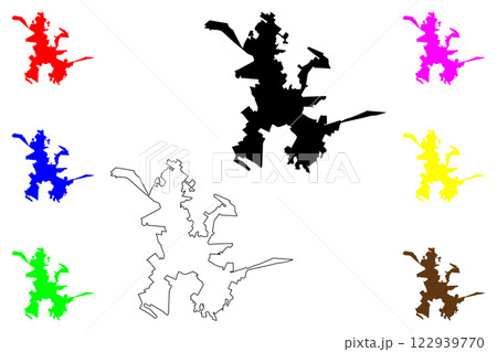 Marilia city (Federative Republic of Brazil, Sao Paulo state) map vector illustration, scribble sketch map 122939770