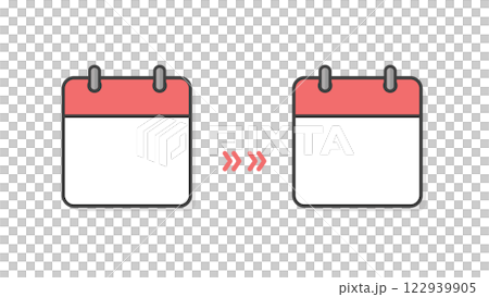 兩個沒有文字和箭頭的日曆 - 用於計劃期間和計劃變更圖像的設計模板材料 122939905