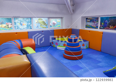 play area for small children with pyramid, tunnel play area for small children with pyramid, tunnel 122939981