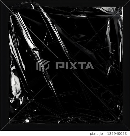 Abstract Black and White Texture with Wrinkled Plastic Wrap 122940038