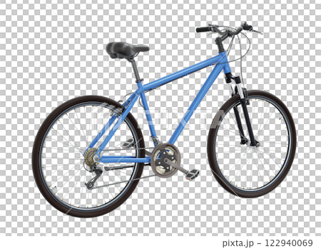 Blue bicycle, top back view isolated on white background, 3D illustration 122940069
