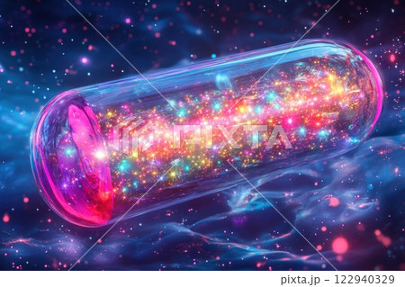 A pill with a star on it is falling through the sky 122940329
