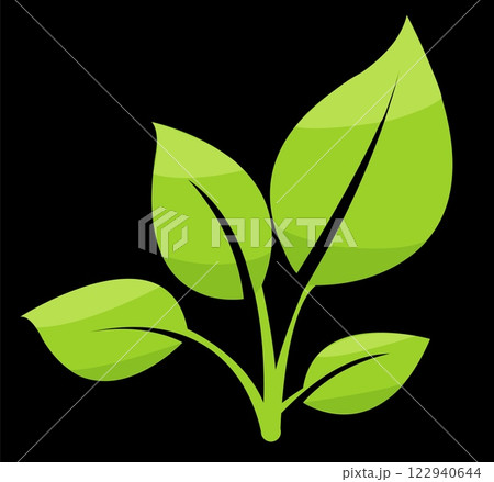 Vibrant green leaves illustration showcasing natural growth and vitality in a modern vector logo 122940644