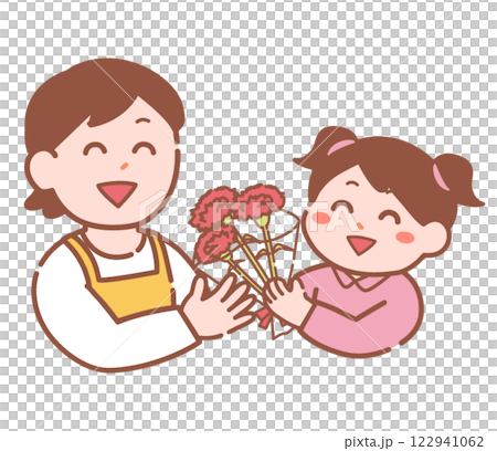在母親節給康乃馨的女孩 122941062