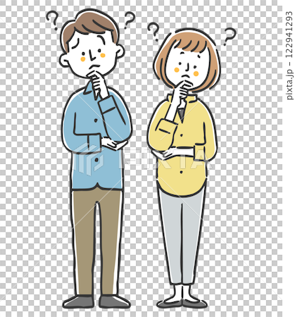 A couple with doubts, full body, vector 122941293