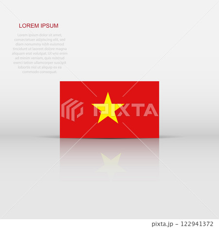 Vietnam flag icon in flat style. National sign vector illustration. Politic business concept. Vietnam flag icon in flat style. National sign vector illustration. Politic business concept. 122941372