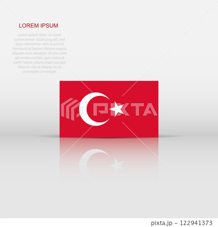 Turkey flag icon in flat style. National sign vector illustration. Politic business concept. 122941373