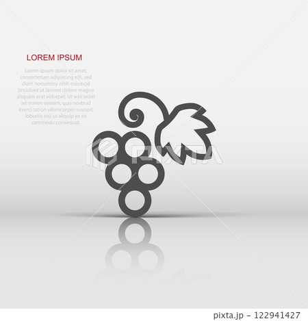 Grape fruits sign icon in flat style. Grapevine vector illustration on white isolated background. Wine grapes business concept. Grape fruits sign icon in flat style. Grapevine vector illustration on white isolated background. Wine grapes business concept. 122941427