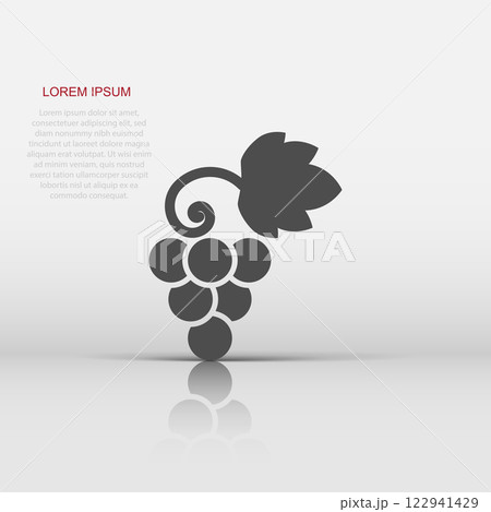 Grape fruits sign icon in flat style. Grapevine vector illustration on white isolated background. Wine grapes business concept. 122941429