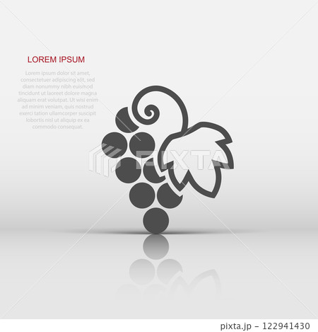 Grape fruits sign icon in flat style. Grapevine vector illustration on white isolated background. Wine grapes business concept. Grape fruits sign icon in flat style. Grapevine vector illustration on white isolated background. Wine grapes business concept. 122941430