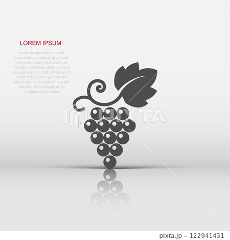 Grape fruits sign icon in flat style. Grapevine vector illustration on white isolated background. Wine grapes business concept. 122941431
