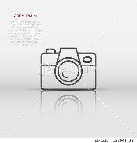 Camera device sign icon in flat style. Photography vector illustration on white isolated background. Cam equipment business concept. 122941432
