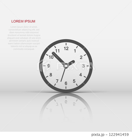Clock sign icon in flat style. Time management vector illustration on white isolated background. Timer business concept. Clock sign icon in flat style. Time management vector illustration on white isolated background. Timer business concept. 122941459