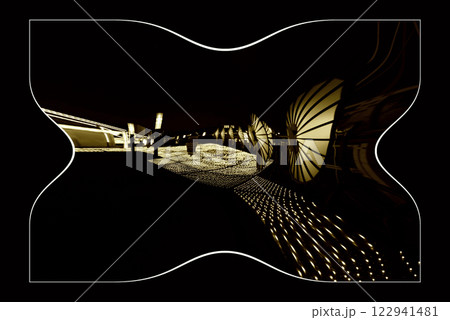 3D画像大井競馬場四次元の空間 歪み白枠無色 122941481