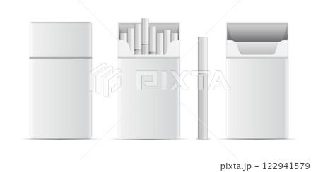 Packet of cigarettes icon in flat style. Smoking vector illustration on isolated background. Tobacco box sign business concept. 122941579