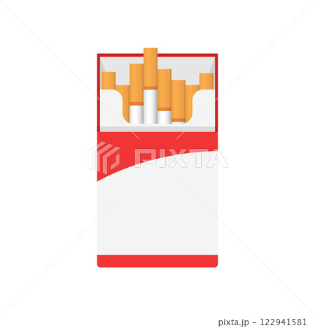 Packet of cigarettes icon in flat style. Smoking vector illustration on isolated background. Tobacco box sign business concept. 122941581