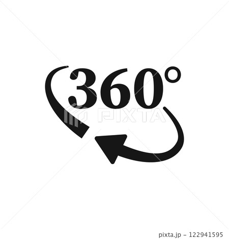 360 degrees icon in flat style. Rotate symbol vector illustration on isolated background. Angle view sign business concept. 122941595