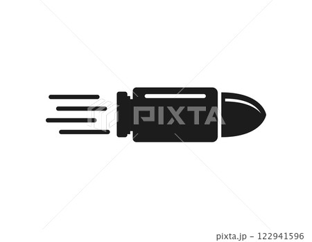 Cartridges icon in flat style. Bullet ammunition symbol vector illustration on isolated background. Ammo sign business concept. 122941596