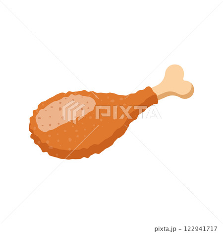 Chicken leg icon in flat style. Fast food menu vector illustration on isolated background. Drumstick sign business concept. Chicken leg icon in flat style. Fast food menu vector illustration on isolated background. Drumstick sign business concept. 122941717