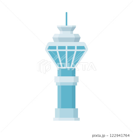 Flight control tower icon in flat style. Navigation monitor vector illustration on isolated background. Airport building sign business concept. Flight control tower icon in flat style. Navigation monitor vector illustration on isolated background. Airport building sign business concept. 122941764