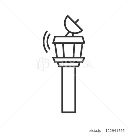 Flight control tower icon in flat style. Navigation monitor vector illustration on isolated background. Airport building sign business concept. Flight control tower icon in flat style. Navigation monitor vector illustration on isolated background. Airport building sign business concept. 122941765