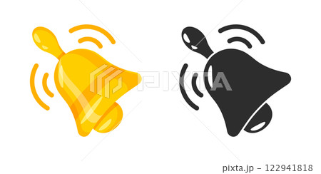 Notification bell icon in flat style. Incoming inbox message vector illustration on isolated background. Ringing bell sign business concept. 122941818