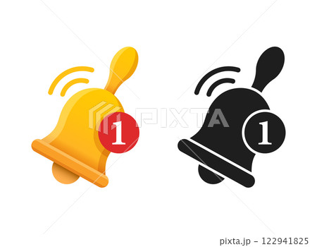 Notification bell icon in flat style. Incoming inbox message vector illustration on isolated background. Ringing bell sign business concept. 122941825