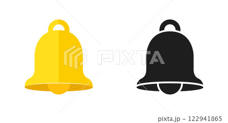 Notification bell icon in flat style. Incoming inbox message vector illustration on isolated background. Ringing bell sign business concept. 122941865