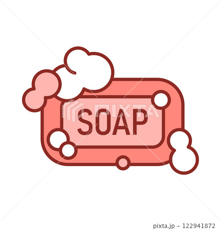 Bar of soap with foam icon in flat style. Cosmetic product for hygienic vector illustration on isolated background. Toiletries sign business concept. Bar of soap with foam icon in flat style. Cosmetic product for hygienic vector illustration on isolated background. Toiletries sign business concept. 122941872