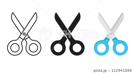 Scissor icon set collection in flat style. Cutting hair equipment vector illustration on isolated background. Hairdressing sign business concept. 122941899