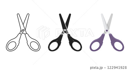Scissor icon set collection in flat style. Cutting hair equipment vector illustration on isolated background. Hairdressing sign business concept. 122941928