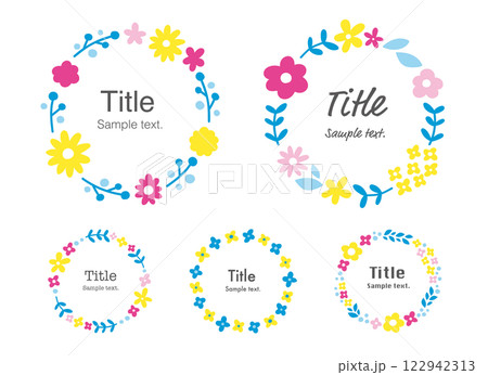 花のフレーム。結婚式やお祝いでのテンプレート素材。 122942313