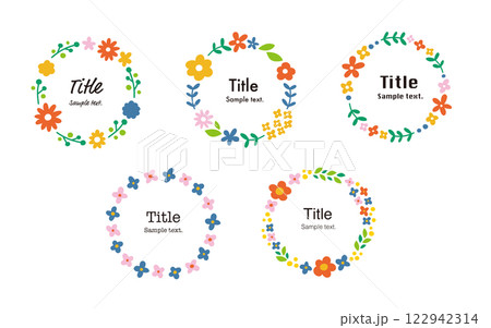 花のフレーム。結婚式やお祝いでのテンプレート素材。 122942314
