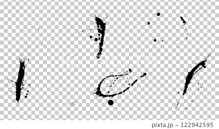 血のり　墨素材　スプラッシュ こぼすビシャ イラスト セット 122942595