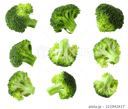 Fresh broccoli blocks for cooking Isolated on a white background 122942617