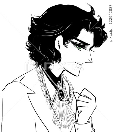 昭和少女マンガ風イケメン王子様の横顔ポートレート 昭和少女マンガ風イケメン王子様の横顔ポートレート 122942887