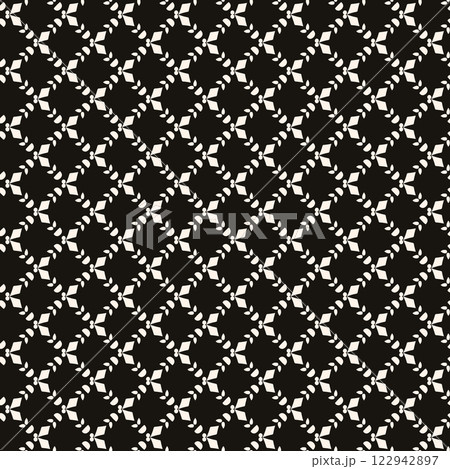 Vector geometric floral pattern. Ornamental seamless texture in traditional ethnic style. Abstract monochrome ornament with flower shapes. 122942897