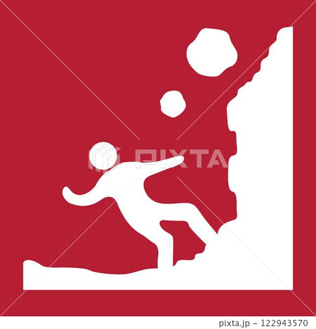 Warning rock falling tourist Symbol Sign 122943570